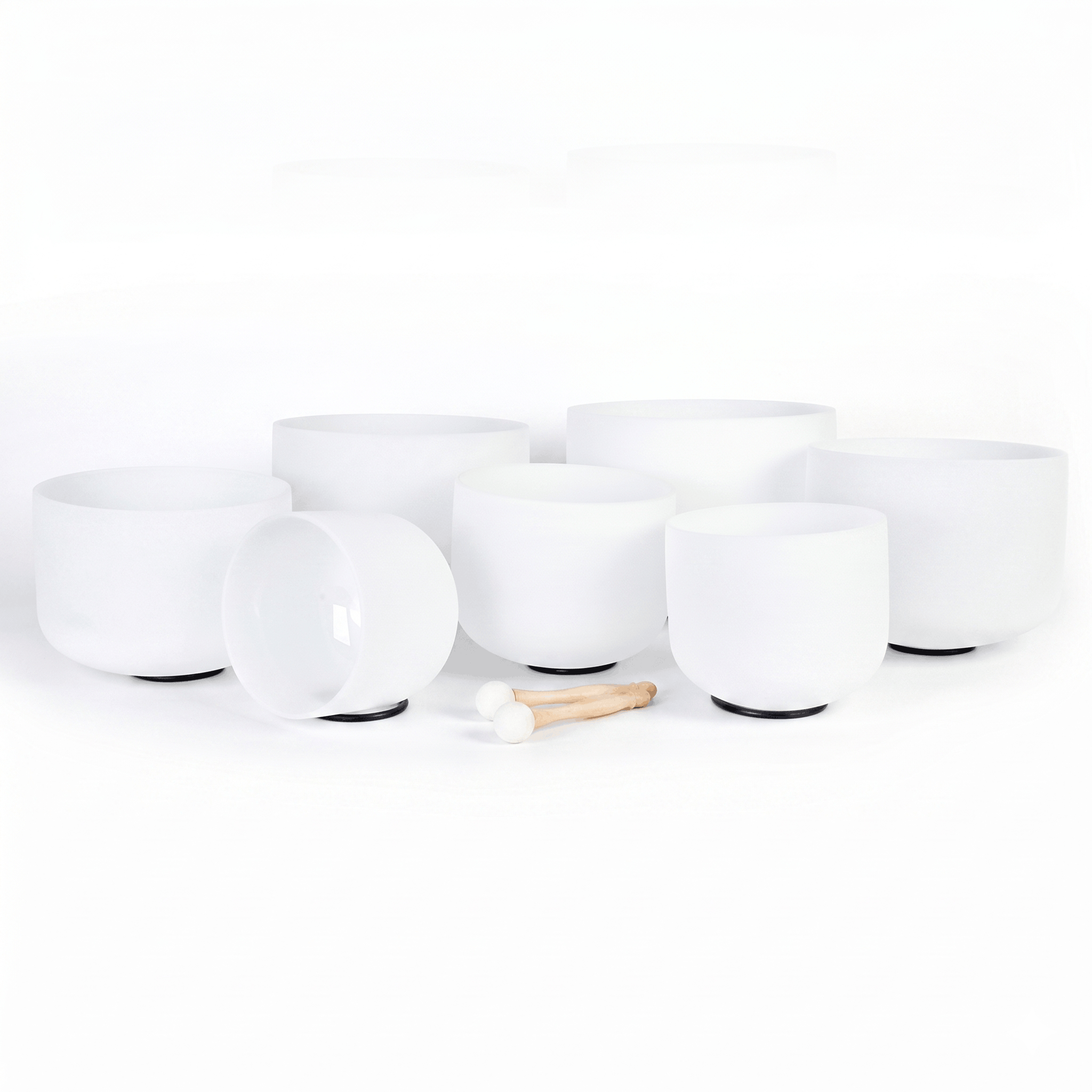 Set completo de cuencos de cuarzo esmerilados – Do a Si (7 cuencos)